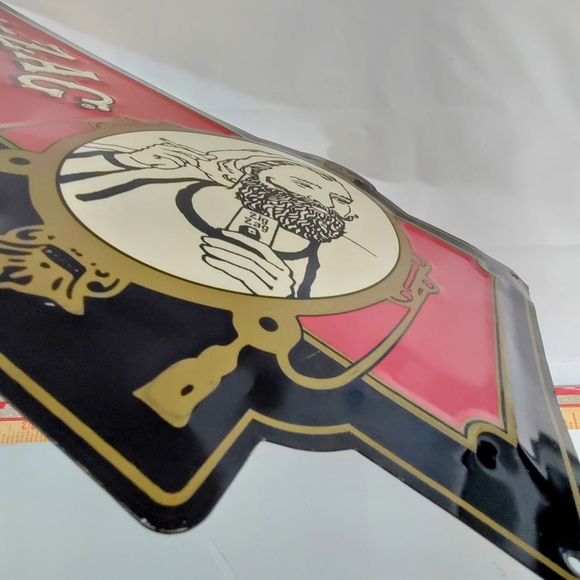 Vintage Zig Zag Man Cigarette Tobacco Raised Tin Tacker Advertising Sign  24" - Picture 4 of 11